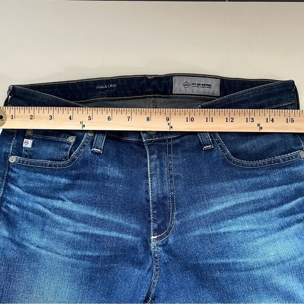 AG Jeans Prima Crop Blue Denim Mid-Rise Cigarette Ankle Size 30